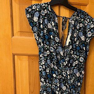 LOFT Plus Floral Flutter Tie Waist Jumpsuit